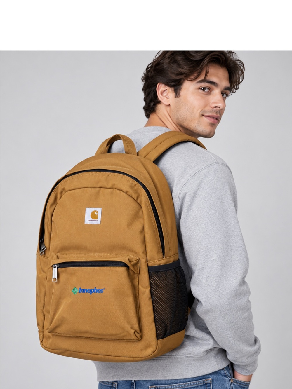Carhartt Brown Backpack with Innophos Embroidered Logo – Work/School Laptop Bag